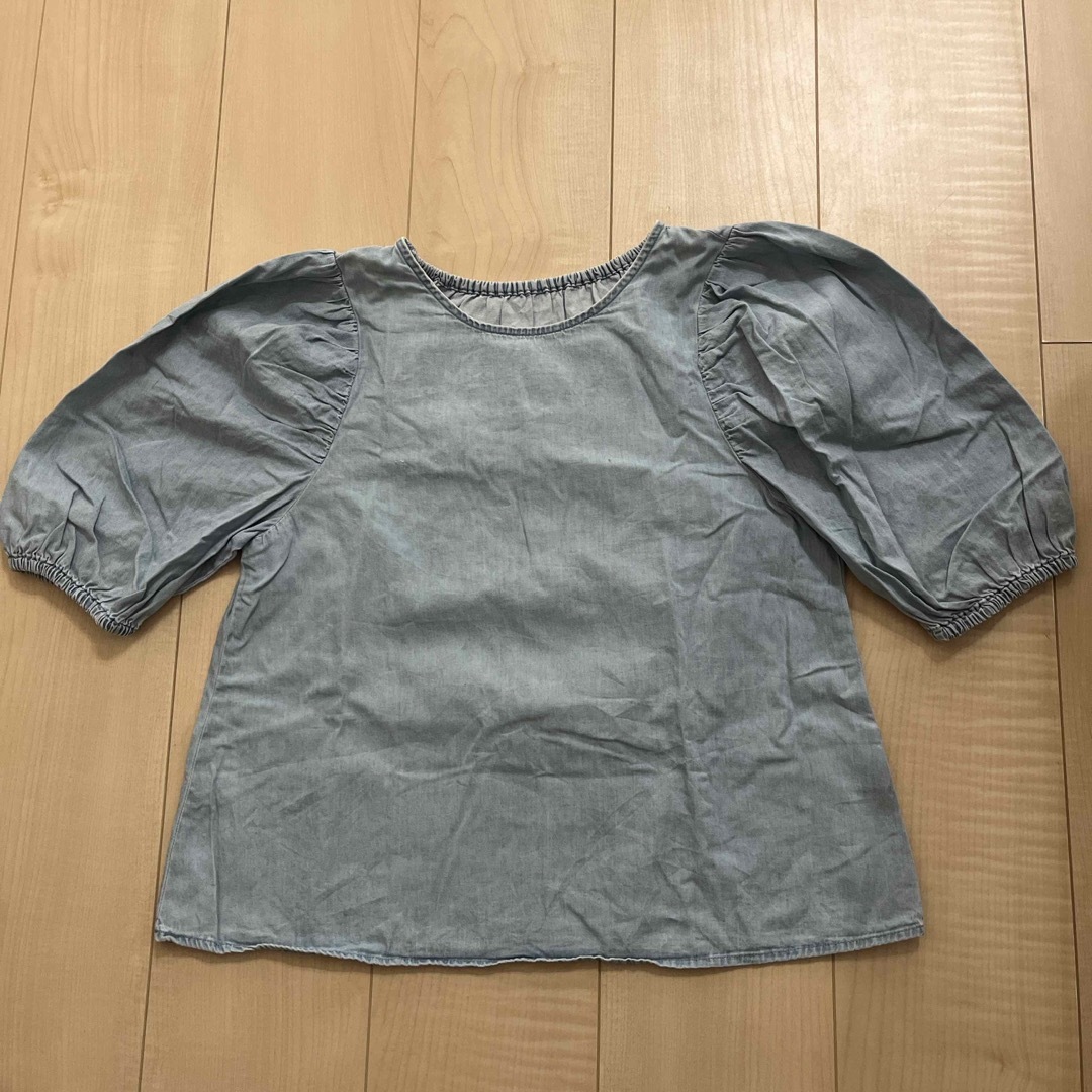 GU デニムシャツ　140cm キッズ/ベビー/マタニティのキッズ服女の子用(90cm~)(ブラウス)の商品写真