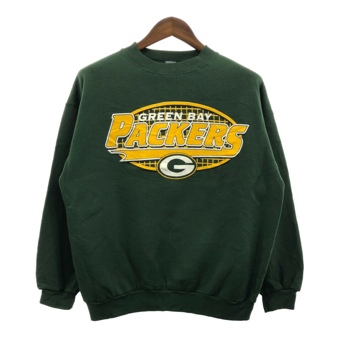 2000年代～ LOGO7 ロゴセブン NFL グリーンベイ・パッカーズ スウェット アメフト プロチーム グリーン (メンズ LARGE) 中古 古着 Q4662 メンズのトップス(スウェット)の商品写真