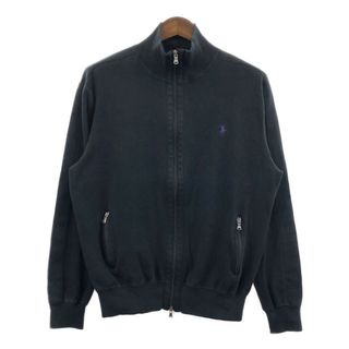 ポロラルフローレン(POLO RALPH LAUREN)のPolo by Ralph Lauren ポロ ラルフローレン フルジップ ドライバーズニット セーター ワンポイント ブラック (メンズ L) 中古 古着 Q4665(ニット/セーター)