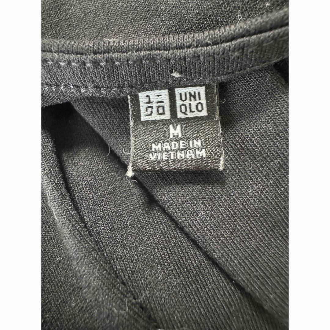 UNIQLO(ユニクロ)のUNIQLO カットソーカシュクールワンピース　ノースリーブ　黒　Mサイズ レディースのワンピース(ひざ丈ワンピース)の商品写真