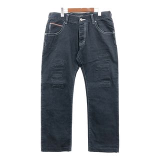 アルマーニジーンズ(ARMANI JEANS)のARMANI JEANS アルマーニ ジーンズ ダメージ デニムパンツ ネイビー (メンズ W32) 中古 古着 Q4708(デニム/ジーンズ)