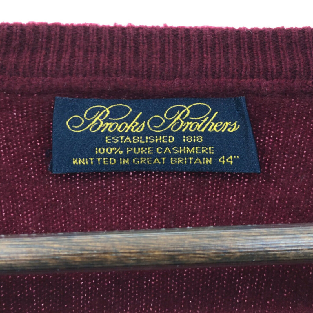 Brooks Brothers(ブルックスブラザース)のイギリス製 Brooks Brothers ブルックスブラザーズ カシミア ニット セーター ワインレッド (メンズ 44) 中古 古着 Q4711 メンズのトップス(ニット/セーター)の商品写真