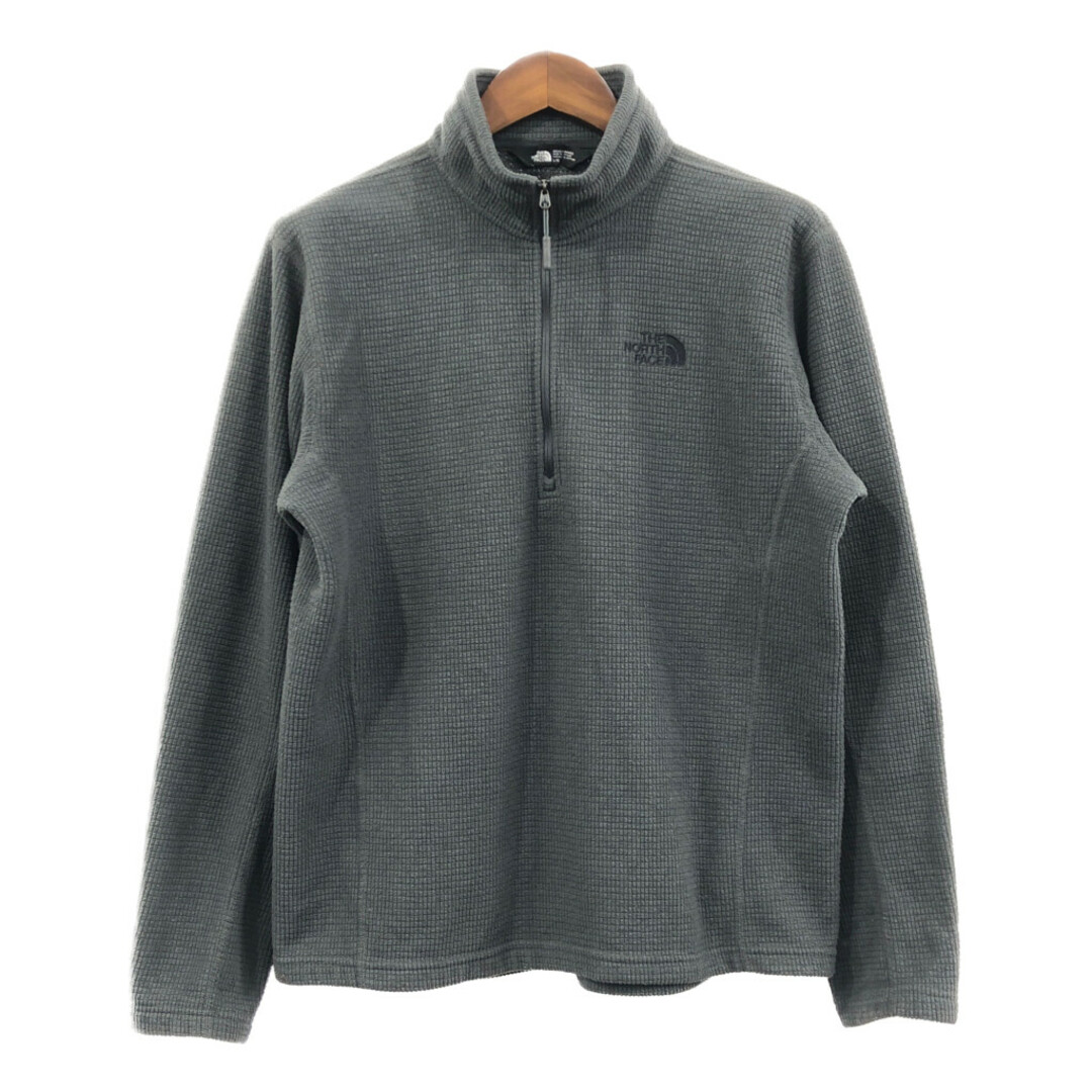 THE NORTH FACE(ザノースフェイス)のTHE NORTH FACE ノースフェイス ハーフジップ グリッド フリースジャケット アウトドア グレー (メンズ L) 中古 古着 Q4716 メンズのジャケット/アウター(その他)の商品写真