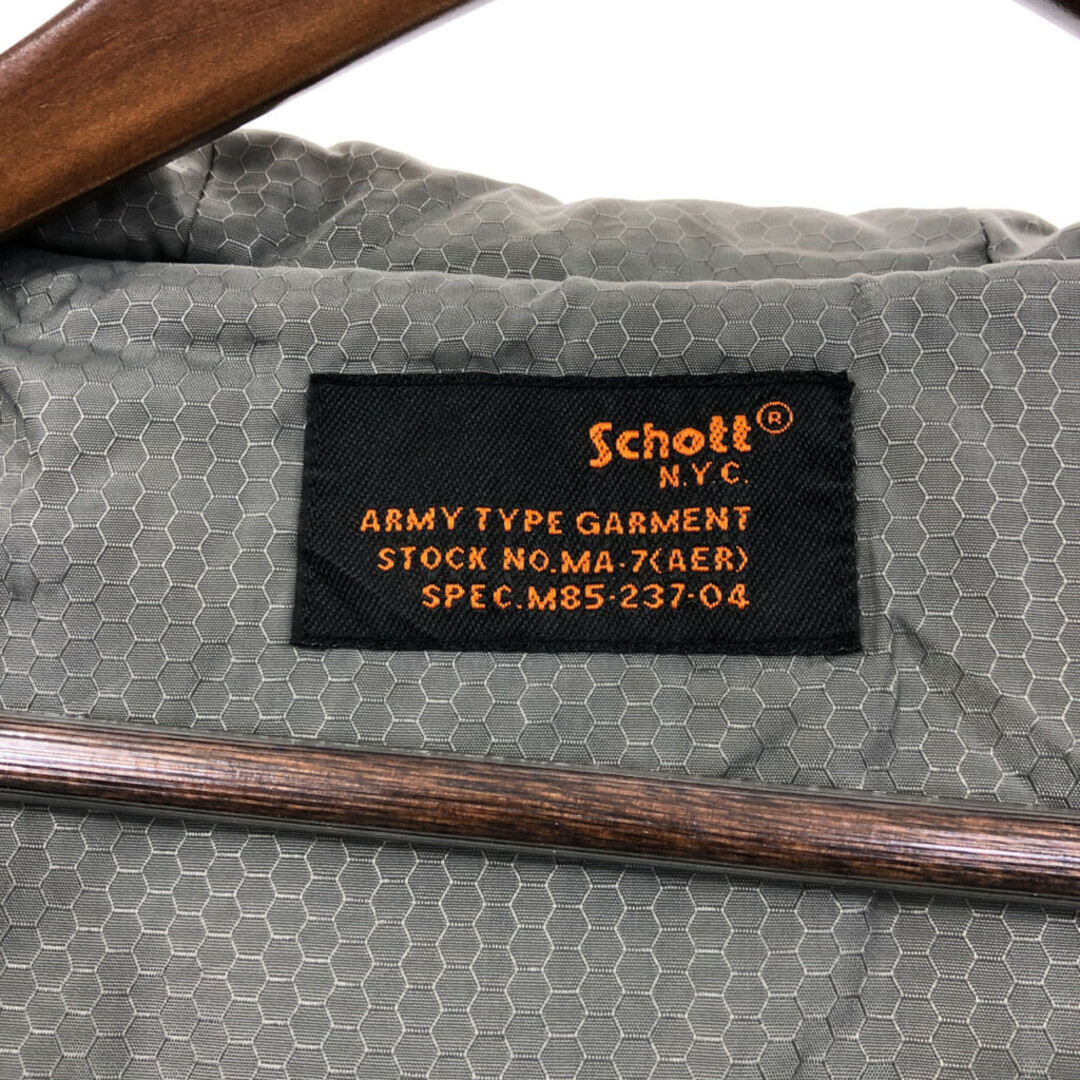 schott(ショット)のSchott ショット MA-7 ナイロン パーカー ジャケット ミリタリー ブラック (メンズ M) 中古 古着 Q4720 メンズのジャケット/アウター(その他)の商品写真