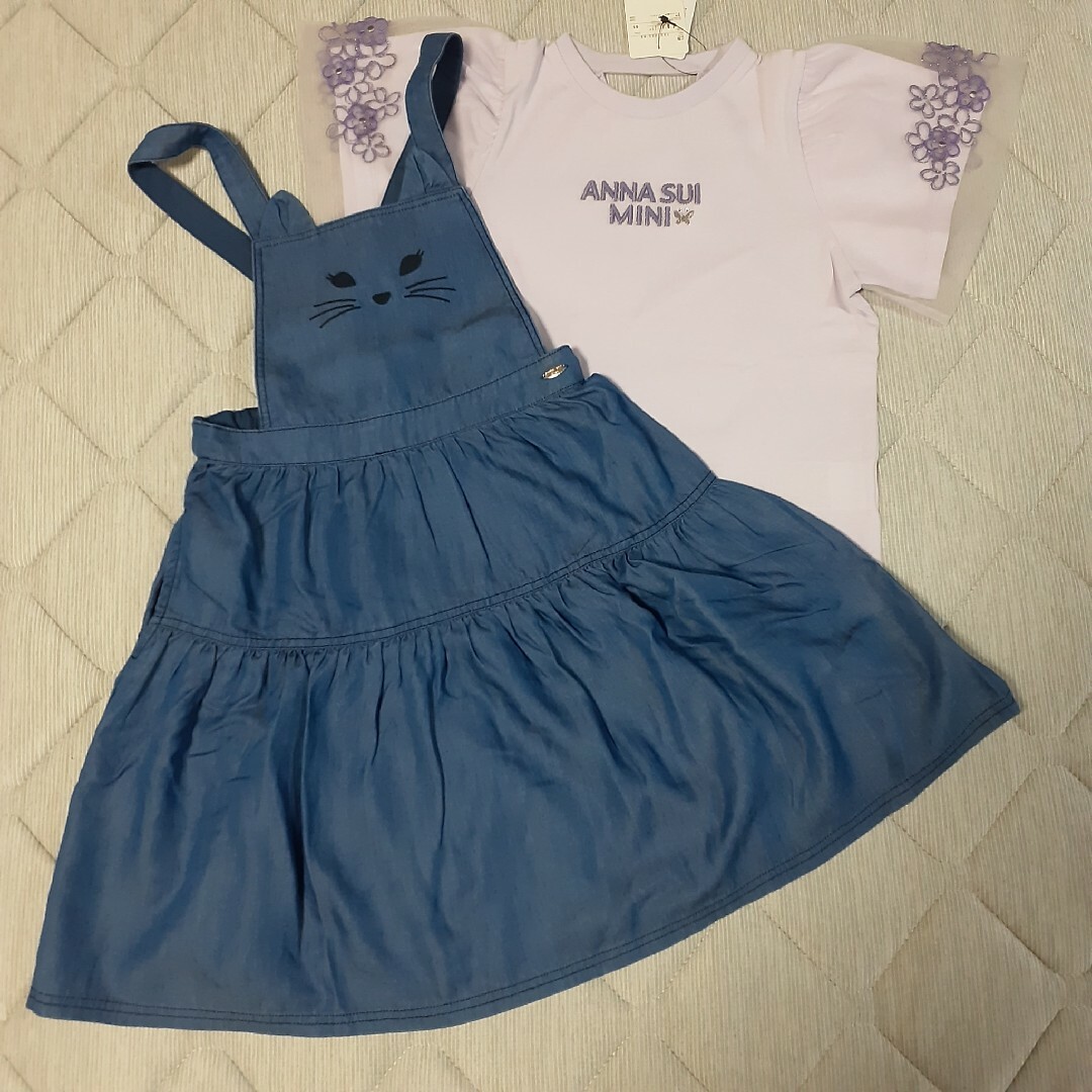 ANNA SUI mini(アナスイミニ)の【新品.】　アナスイミニ　Tシャツ　ジャンパースカート キッズ/ベビー/マタニティのキッズ服女の子用(90cm~)(ワンピース)の商品写真