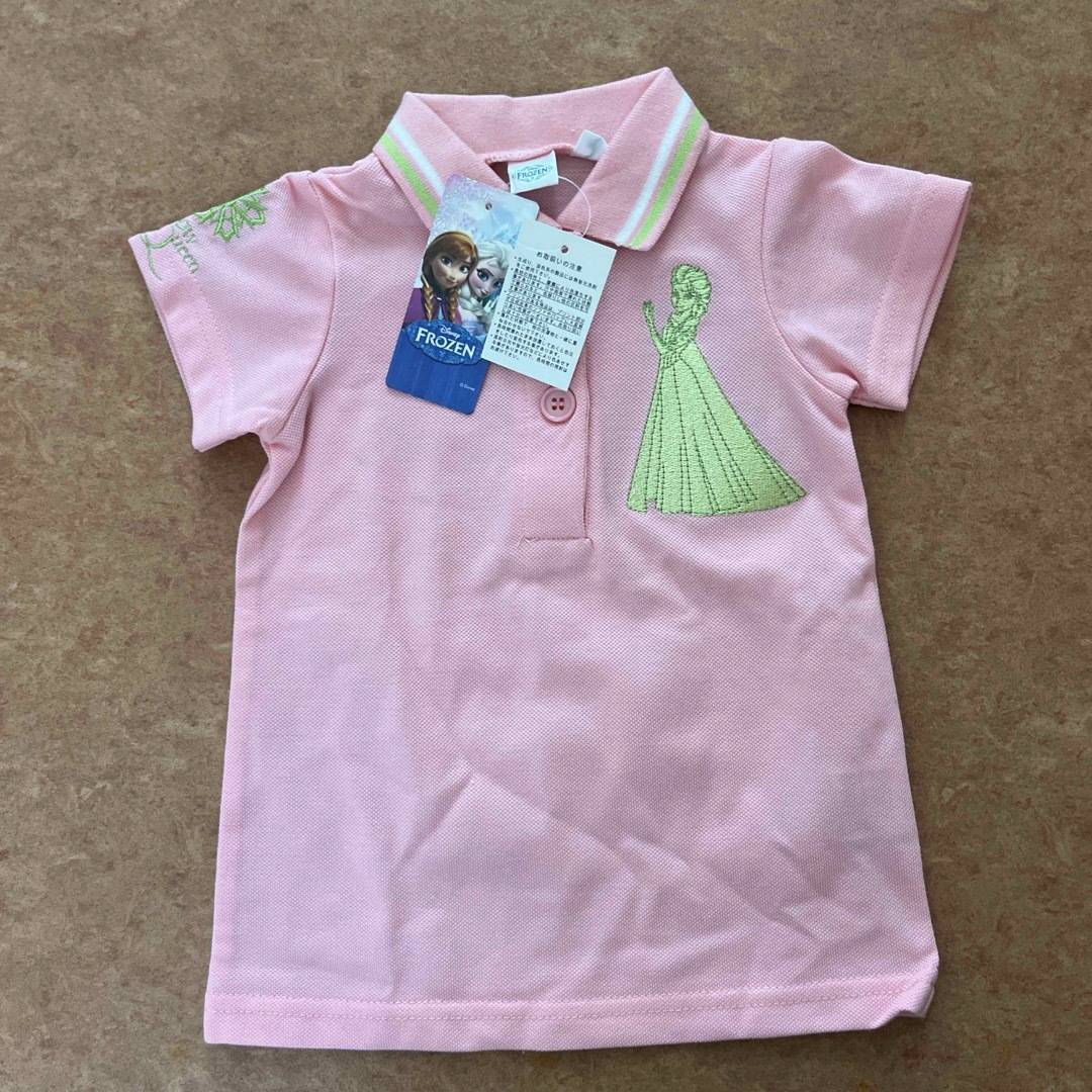 Disney(ディズニー)の新品　アナと雪の女王　半袖のピンクのポロシャツ　80サイズ キッズ/ベビー/マタニティのベビー服(~85cm)(Ｔシャツ)の商品写真