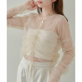 パルグループアウトレット(PAL GROUP OUTLET)の【ライトベージュ】【Chico】ドロストシャーリングレイヤードTOPS(シャツ/ブラウス(長袖/七分))