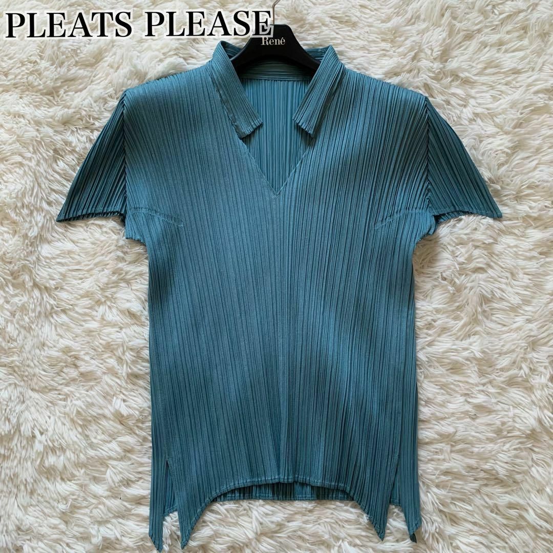 PLEATS PLEASE ISSEY MIYAKE(プリーツプリーズイッセイミヤケ)の極美品✨プリーツプリーズ 半袖 シャツ カットソー 変形 襟付き 4サイズ レディースのトップス(シャツ/ブラウス(半袖/袖なし))の商品写真