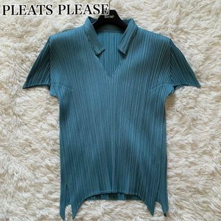 プリーツプリーズイッセイミヤケ(PLEATS PLEASE ISSEY MIYAKE)の極美品✨プリーツプリーズ 半袖 シャツ カットソー 変形 襟付き 4サイズ(シャツ/ブラウス(半袖/袖なし))