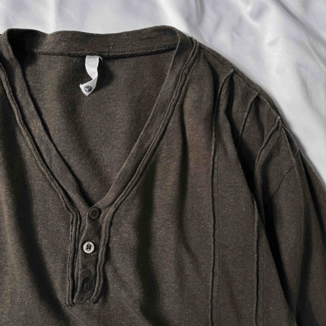 Archive(アーカイブ)のY2K カットオフデザイン ブラウンカットソー メンズのトップス(Tシャツ/カットソー(七分/長袖))の商品写真