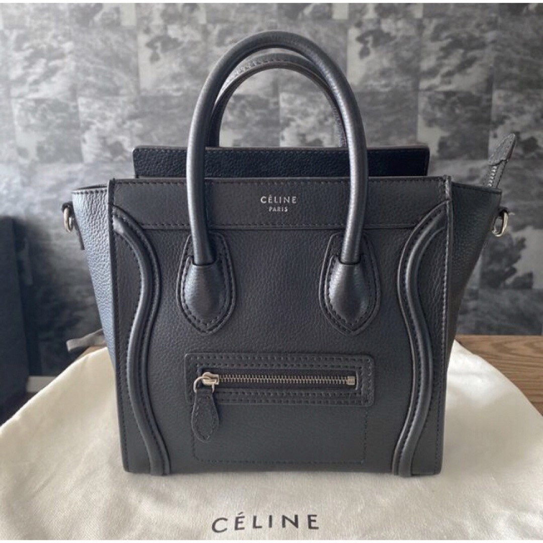 celine(セリーヌ)のセリーヌ  ラゲージ ナノ ドラムドカーフスキン ブラック レディースのバッグ(ショルダーバッグ)の商品写真