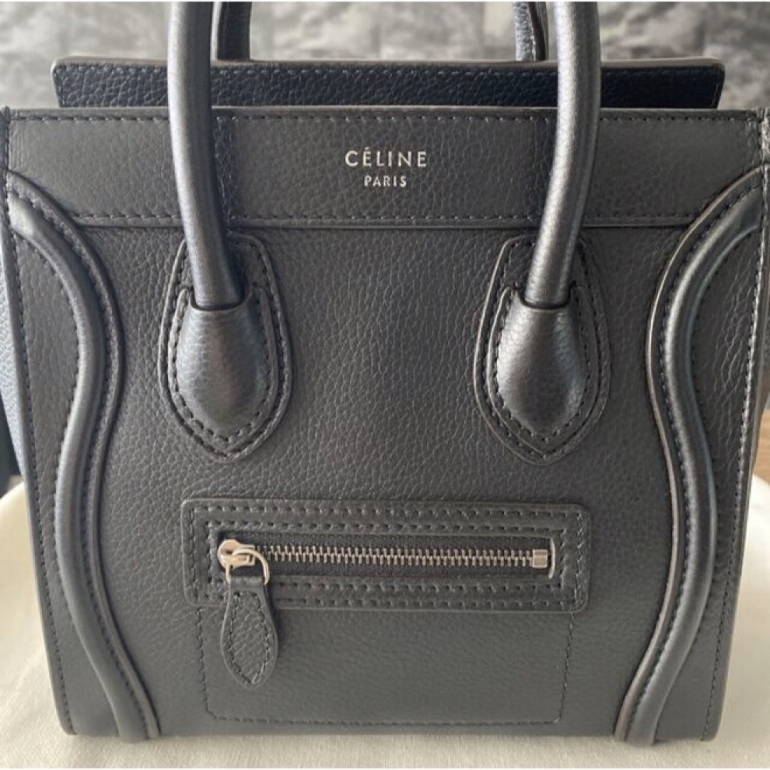 celine(セリーヌ)のセリーヌ  ラゲージ ナノ ドラムドカーフスキン ブラック レディースのバッグ(ショルダーバッグ)の商品写真