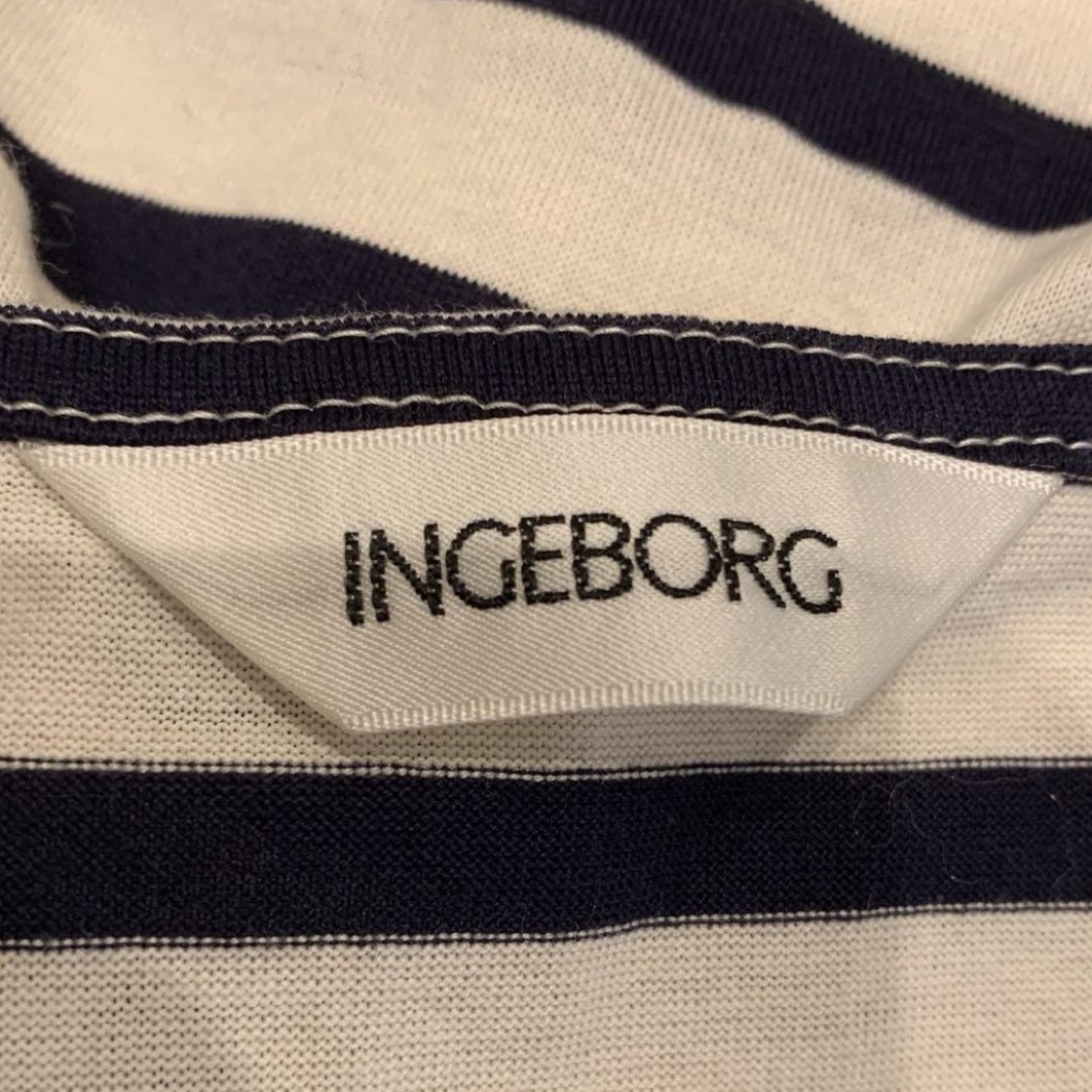 INGEBORG(インゲボルグ)のINGEBORG  袖レース紺白ボーダーTシャツ レディースのトップス(Tシャツ(半袖/袖なし))の商品写真