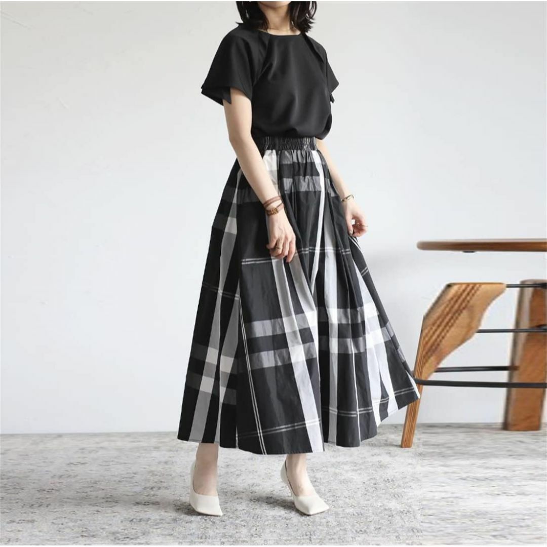 [JINZUOMA] JINPIN スカート レディース ロングスカート チェッ レディースのファッション小物(その他)の商品写真