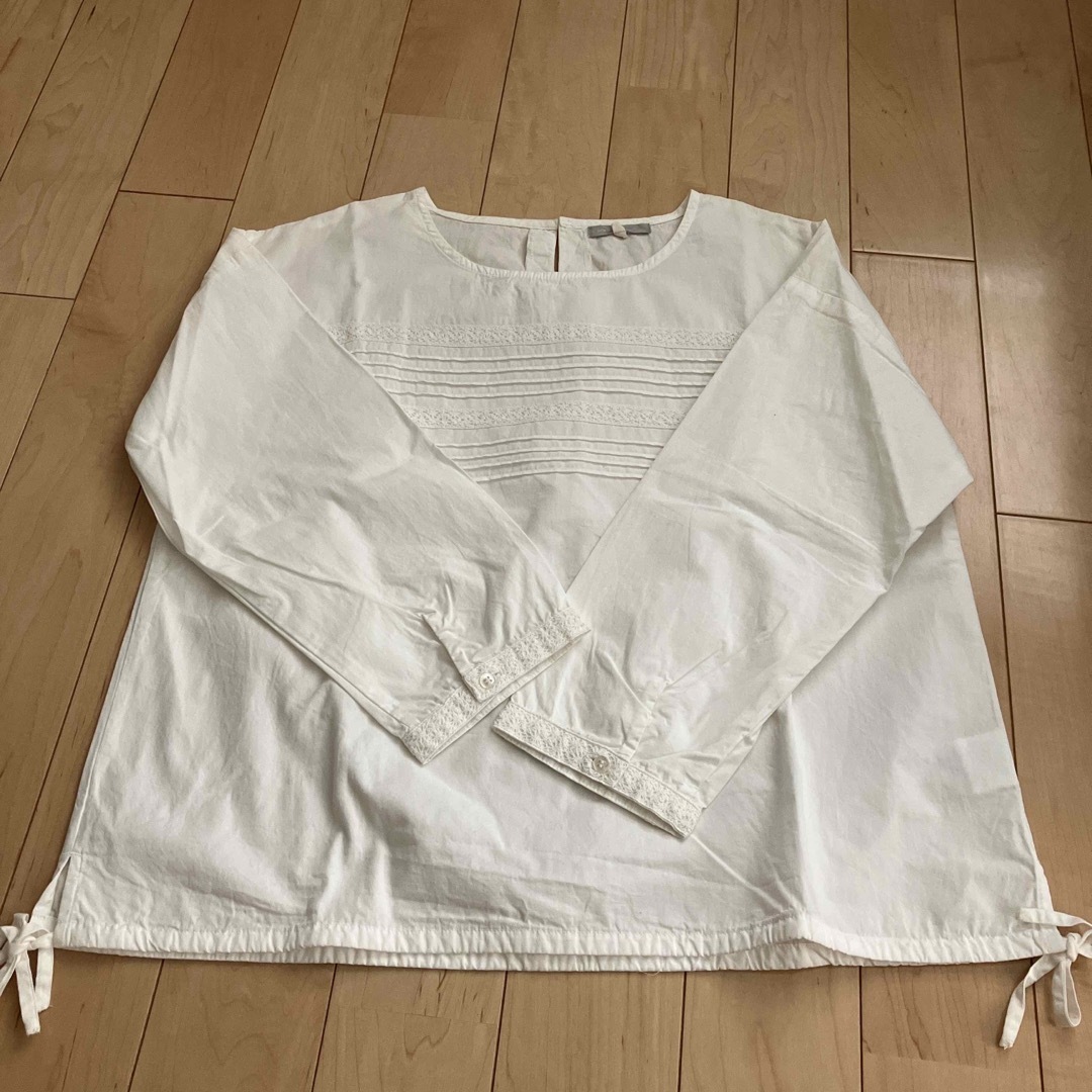 白　トップス　ゆったり　L 綿100% レディースのトップス(Tシャツ(長袖/七分))の商品写真