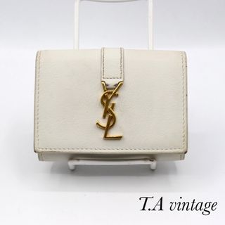 サンローラン(Saint Laurent)のサンローラン　パリ　YSL  レザー　コンパクト　折り財布　ホワイト(財布)