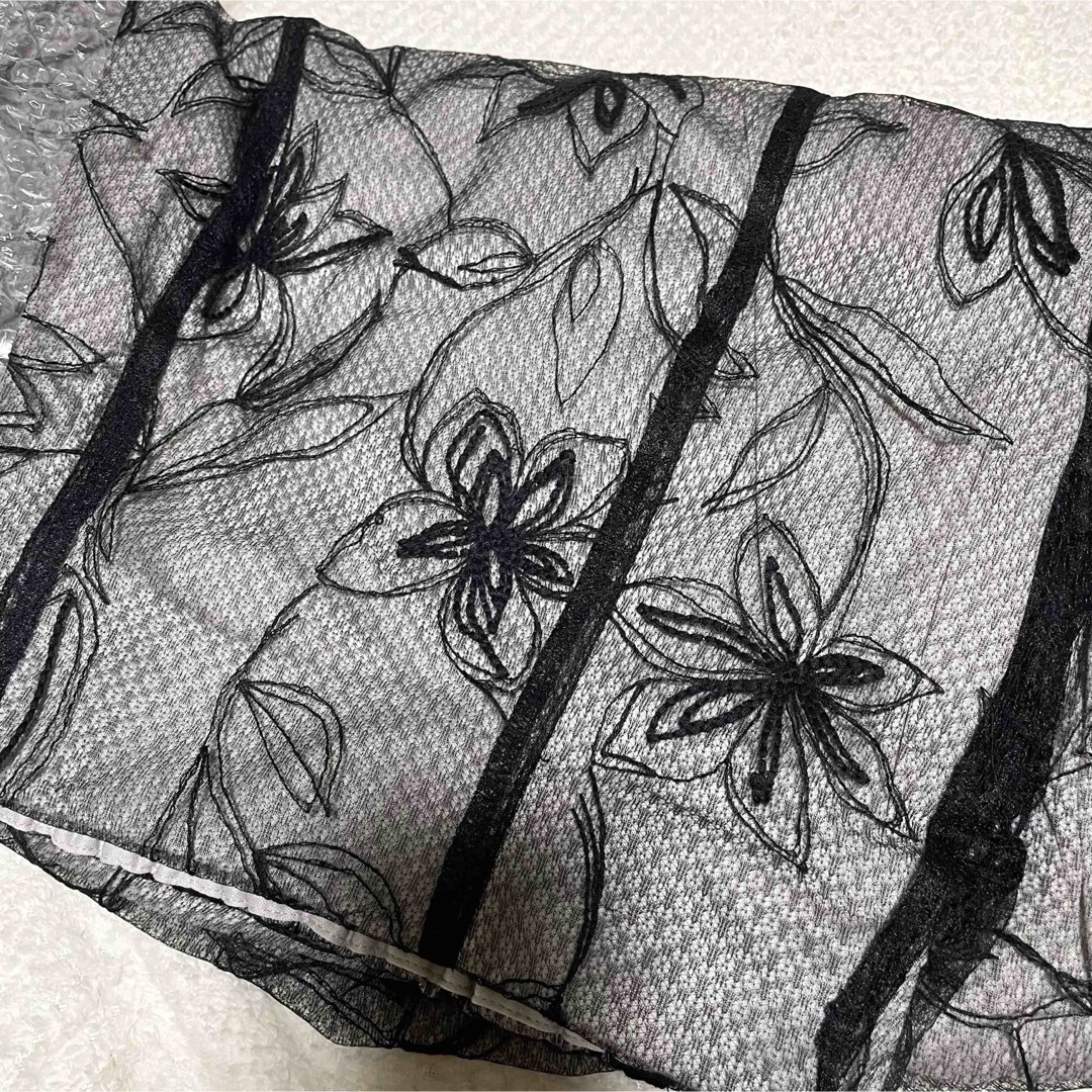 GRL(グレイル)の新品GRLグレイル花柄チュールサイドギャザースカート[ta071]ブラック量産型 レディースのスカート(ロングスカート)の商品写真