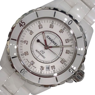 シャネル(CHANEL)の　シャネル CHANEL J12 H1629  ホワイト/ダイヤモンド セラミック メンズ 腕時計(その他)