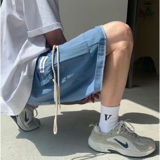 【SALE】 ショートパンツ  ルーズ　古着  L ブルー メンズ (ショートパンツ)