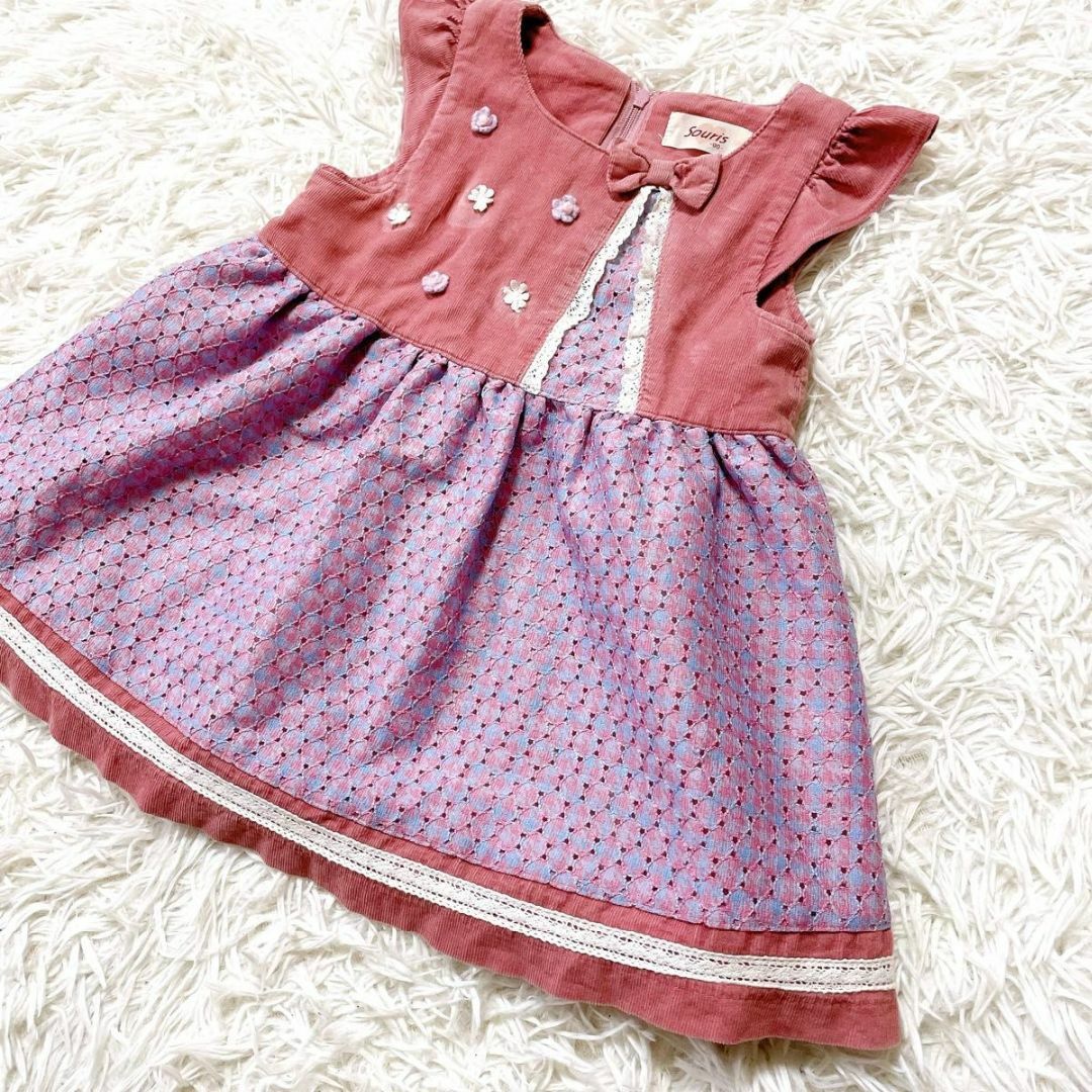 Souris(スーリー)のsouris 90 花柄 ワンピース 子供服 ジャンパースカート スーリー キッズ/ベビー/マタニティのキッズ服女の子用(90cm~)(ワンピース)の商品写真