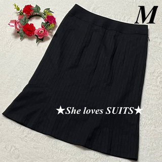 ★She loves SUITS★ ♡ 膝丈スカート　M 9号　黒系　即発送(ひざ丈スカート)