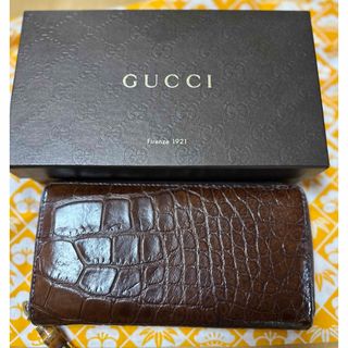 グッチ(Gucci)のGUCCI クロコダイル　長財布　バンブータッセル(財布)