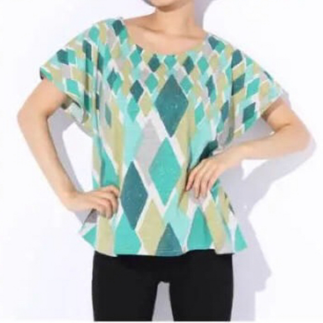 Design Tshirts Store graniph(グラニフ)の#graniph#グラニフ#ボックスTシャツG#ローゼンジパターン#グリーン レディースのトップス(Tシャツ(半袖/袖なし))の商品写真