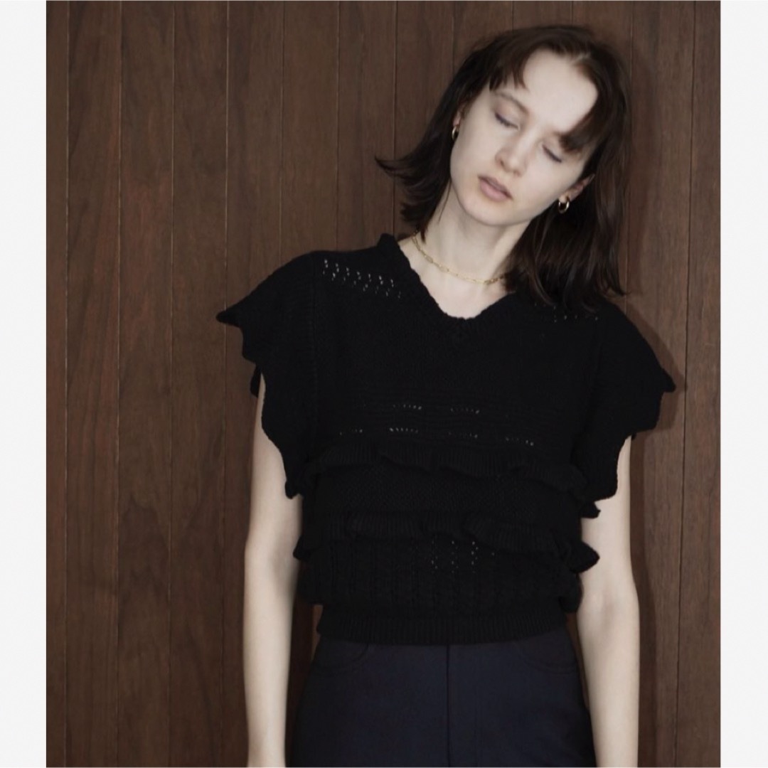 CLANE(クラネ)のCLANE クラネ CROCHET FRILL KNIT TOPS  レディースのトップス(ニット/セーター)の商品写真