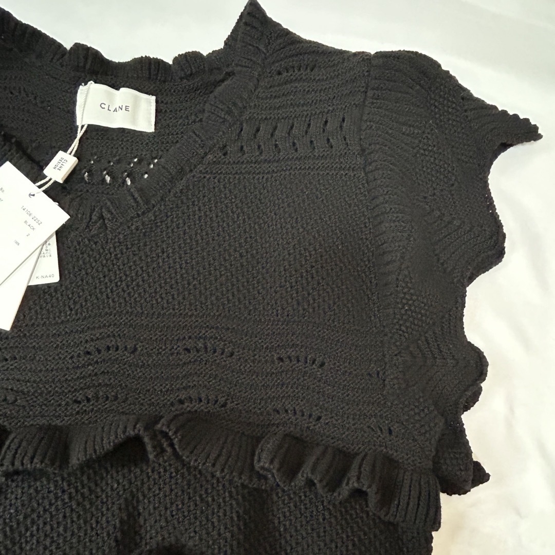 CLANE(クラネ)のCLANE クラネ CROCHET FRILL KNIT TOPS  レディースのトップス(ニット/セーター)の商品写真