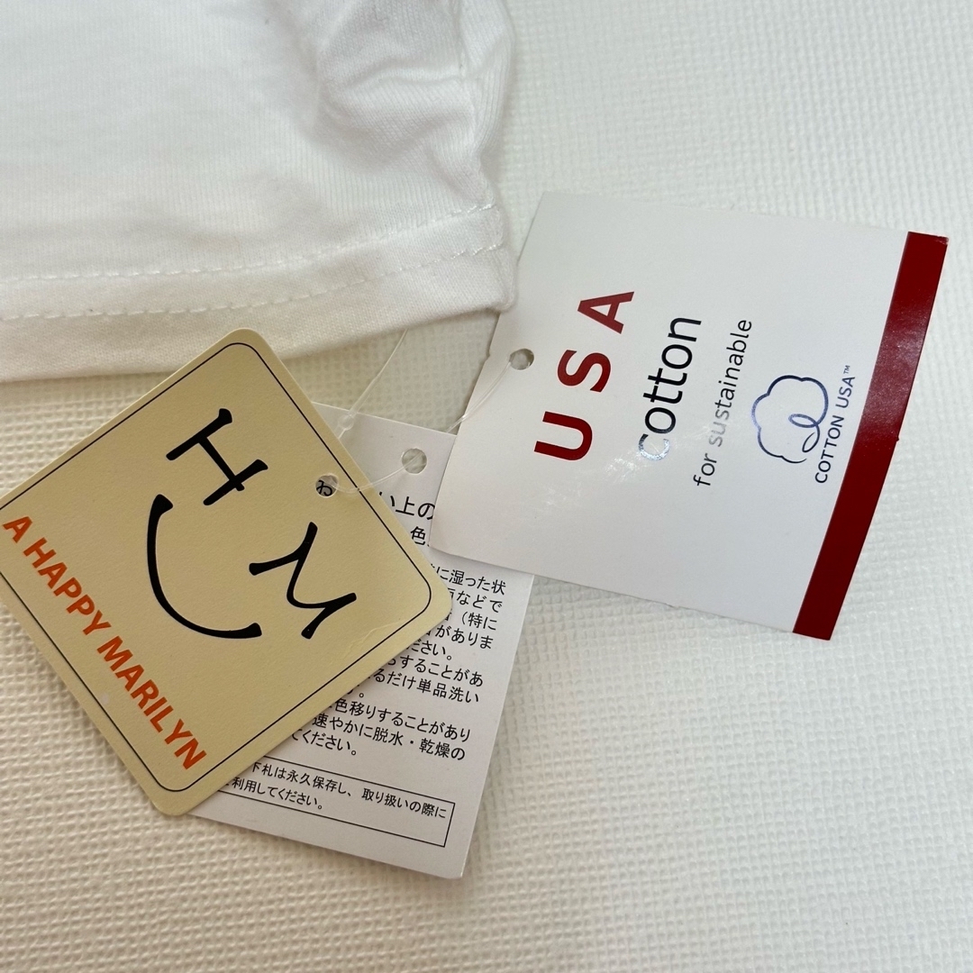 A HAPPY MARILYN(ハッピーマリリン)の新品・未使用　ハッピーマリリン　胸ポケットあり　白Tシャツ(5L～6Lサイズ)  レディースのトップス(Tシャツ(半袖/袖なし))の商品写真