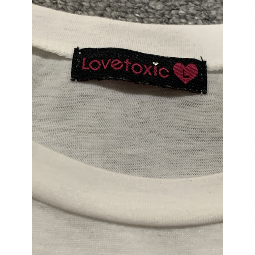 lovetoxic(ラブトキシック)の【lovetoxic】白　ロンT  メチャ可愛・一部シースルーチュール加工素材 キッズ/ベビー/マタニティのキッズ服女の子用(90cm~)(Tシャツ/カットソー)の商品写真