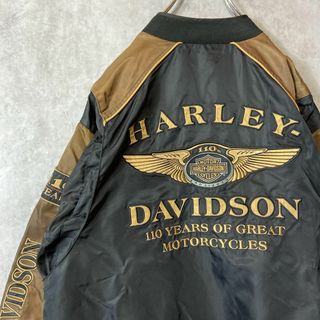 ハーレーダビッドソン(Harley Davidson)の【背面ビッグ刺繍ロゴ、110周年記念◎】ハーレーダビッドソン古着スカジャンM(スカジャン)