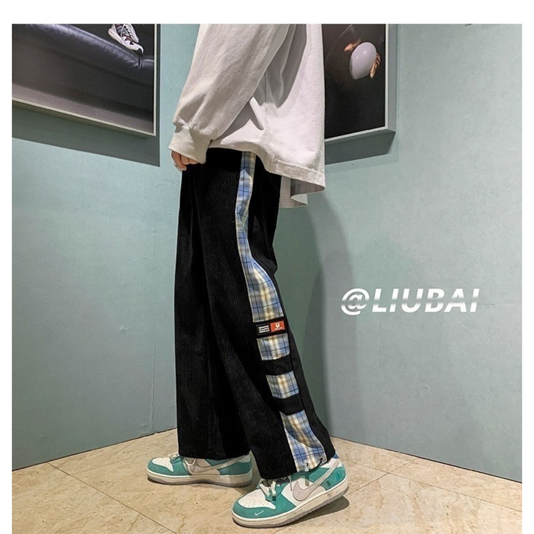 【人気】黒 ワイドパンツ ストリート ワークパンツ XL メンズ カーゴパンツ メンズのパンツ(ワークパンツ/カーゴパンツ)の商品写真