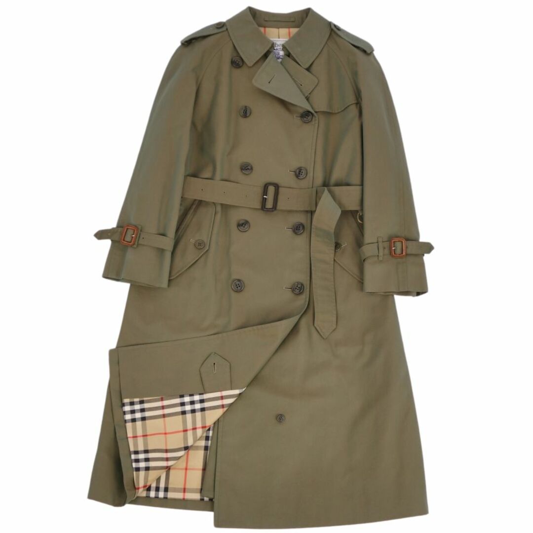 BURBERRY(バーバリー)の極美品 Vintage バーバリー Burberrys コート トレンチコート コットン100％ 裏チェック アウター レディース 9AB2(M相当) オリーブカーキ(玉虫色) レディースのジャケット/アウター(トレンチコート)の商品写真