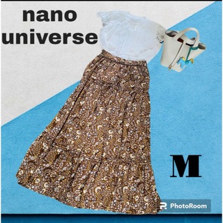 nano・universe - 春スカート マキシ丈 ナノユニバース エスニックフラワーギャザー ロングスカート