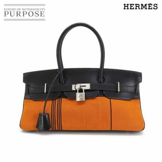 エルメス(Hermes)の新品同様 エルメス HERMES ショルダー バーキン 42 ハンド バッグ トワルポタモス ボックスカーフ ブラック オレンジ VLP 90167512(ハンドバッグ)