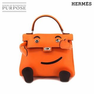 エルメス(Hermes)の未使用 展示品 エルメス HERMES ケリードール ハンド バッグ ヴォーガリバー オレンジ ブラック □D刻印 シルバー 金具 VLP 90193079(ハンドバッグ)