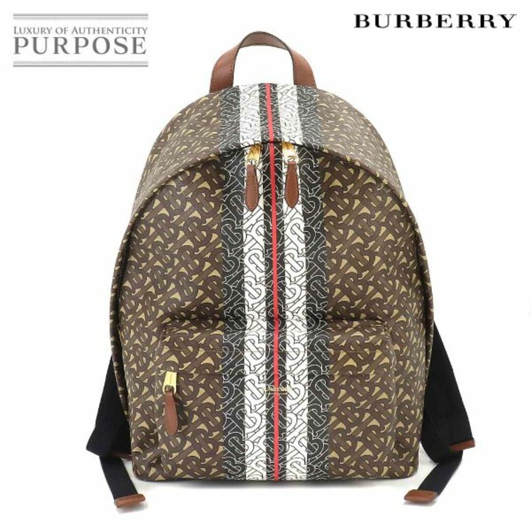 BURBERRY(バーバリー)の新品同様 バーバリー BURBERRY モノグラム ストライプ バックパック リュックサック PVC レザー ブラウン マルチカラー 8018651 VLP 90199343 レディースのバッグ(リュック/バックパック)の商品写真