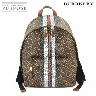 新品同様 バーバリー BURBERRY モノグラム ストライプ バックパック リュックサック PVC レザー ブラウン マルチカラー 8018651 VLP 90199343