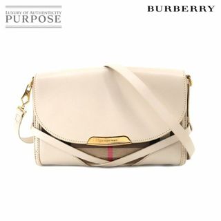 バーバリー(BURBERRY)の新品同様 バーバリー BURBERRY ノバチェック ショルダー バッグ レザー キャンバス アイボリー ブラウン VLP 90199376(ショルダーバッグ)