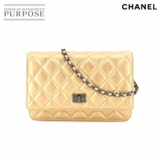 シャネル(CHANEL)の新品同様 シャネル CHANEL 2.55 チェーン ウォレット 長財布 レザー ゴールド ヴィンテージシルバー 金具 VLP 90202074(財布)