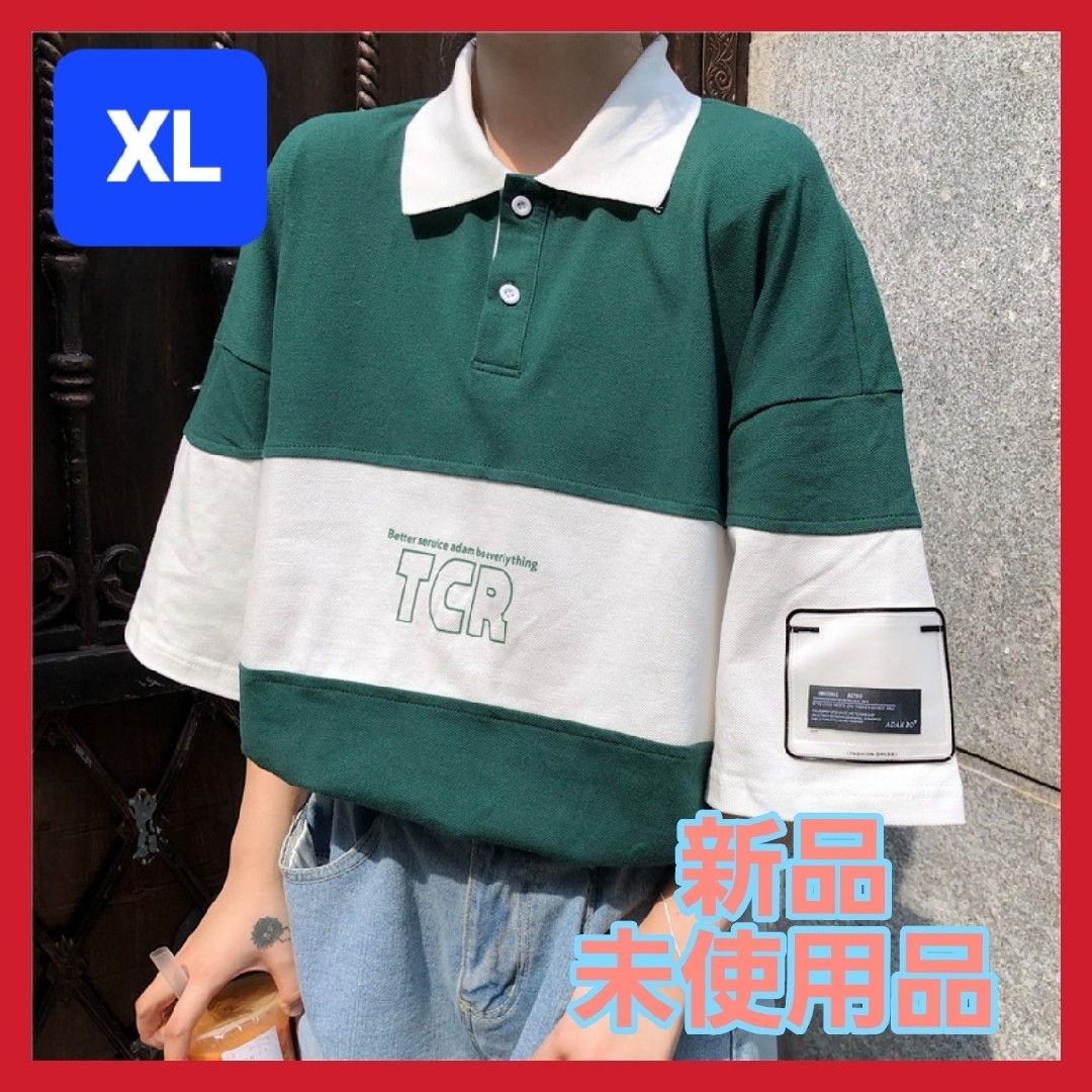 ポロシャツ ビッグシルエット 韓国 夏服 レディース カジュアル XL レディースのトップス(Tシャツ(半袖/袖なし))の商品写真