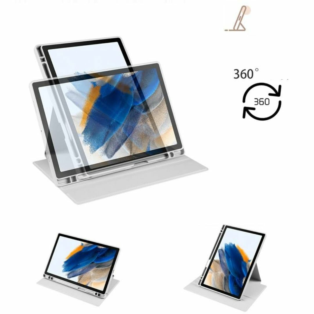 【色: グレー】360度回転式 スタンド Xiao Mi Pad 6 ケース 縦 スマホ/家電/カメラのPC/タブレット(タブレット)の商品写真
