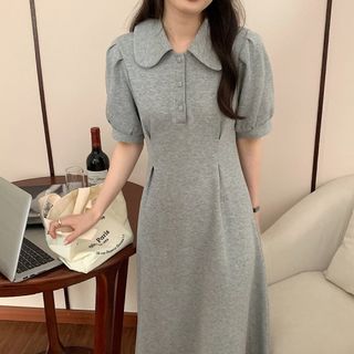 最終値下げ！ポロカラー ワンピース 夏服 韓国 レディース(ロングワンピース/マキシワンピース)