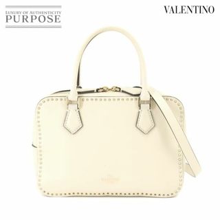 VALENTINO - 新品同様 ヴァレンティノ ガラヴァーニ VALENTINO GARAVANI ロックスタッズ 2way ハンド ショルダー バッグ レザー アイボリー NW1B0A34VUL VLP 90215215