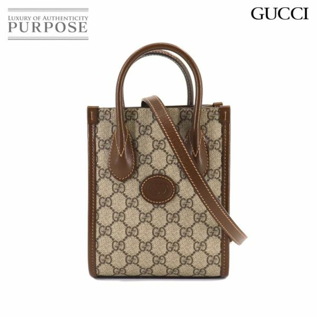 Gucci(グッチ)の未使用 展示品 グッチ GUCCI インターロッキングG ミニ トート ショルダー バッグ GGスプリームキャンバス レザー 671623 VLP 90215218 レディースのバッグ(ショルダーバッグ)の商品写真