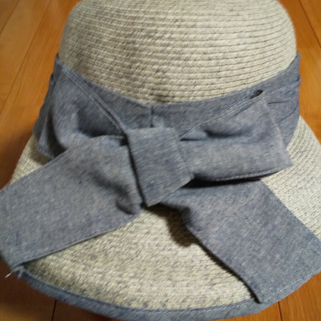 レディース リボン付きハット　ブルー レディースの帽子(ハット)の商品写真