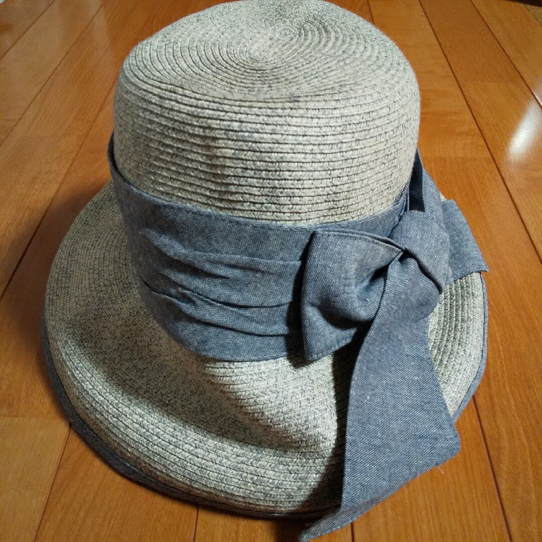 レディース リボン付きハット　ブルー レディースの帽子(ハット)の商品写真