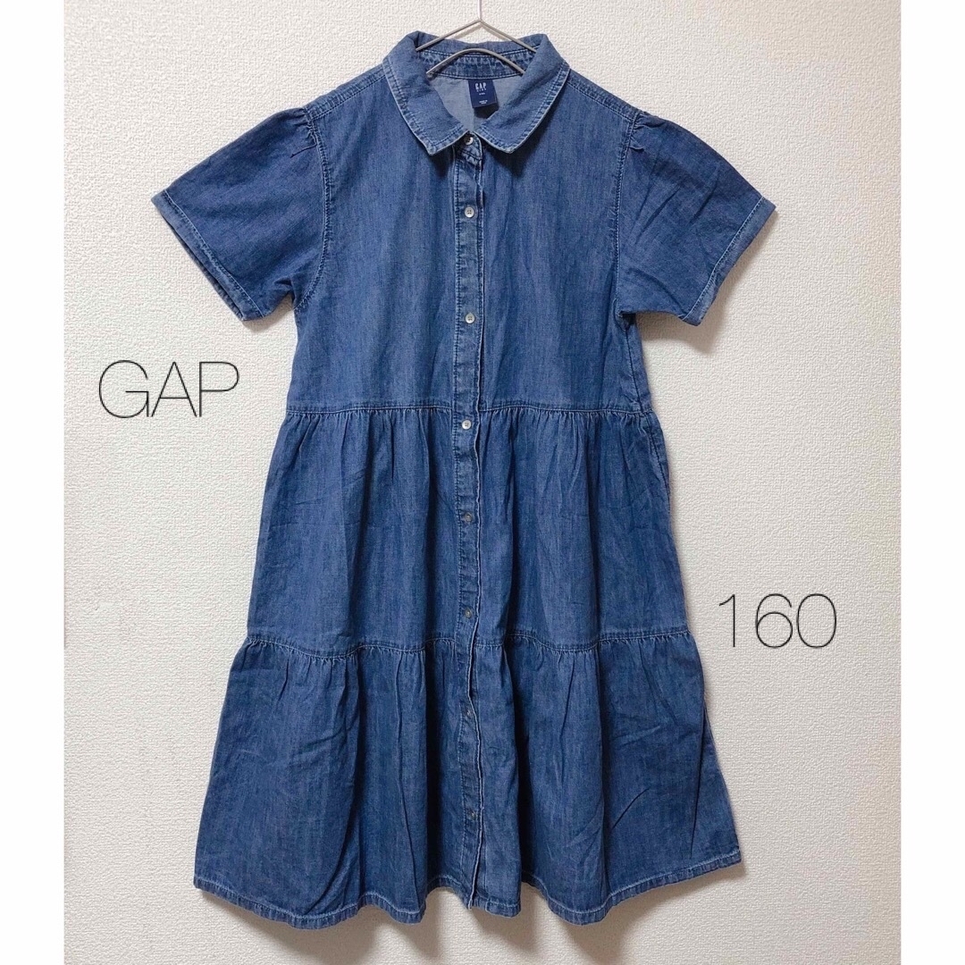 GAP Kids(ギャップキッズ)のGAP 半袖 デニム シャツワンピース  160cm キッズ/ベビー/マタニティのキッズ服女の子用(90cm~)(ワンピース)の商品写真