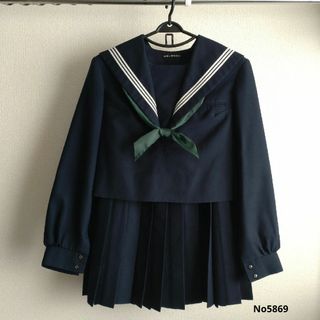 セーラー服 スカート スカーフ 上下3点セット 冬物白3本線 女子紺制服5869(その他)